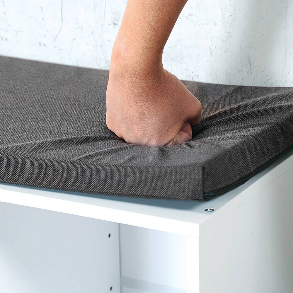 Kesper Schuhschrank mit Sitzkissen weiß Spanplatte B/H/L: ca. 29,5x48x103,5 cm