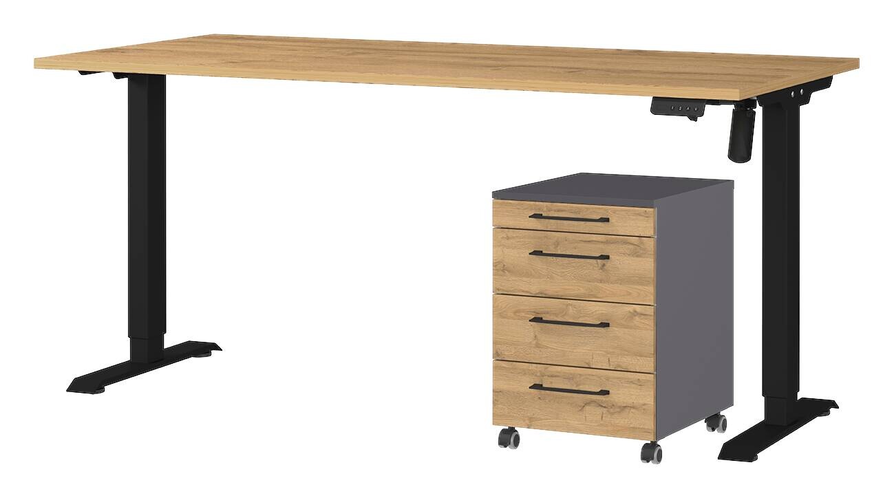 Büro-Sets 9750-582 Eiche Grand-Son Nachbildung Graphit schwarz B/H/T: ca. 217x119x80 cm