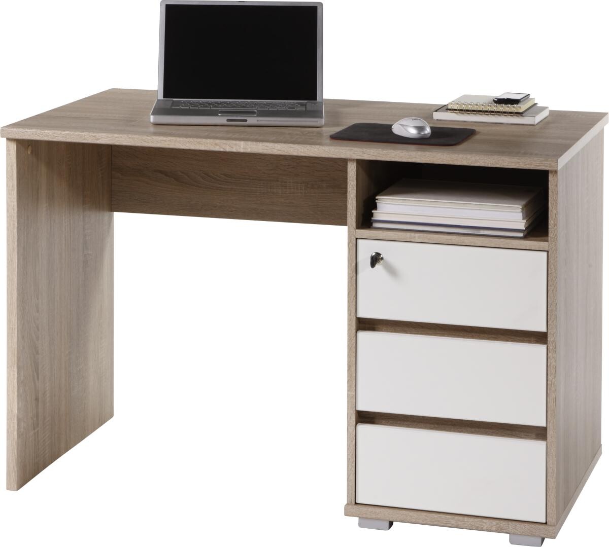 Schreibtisch Primus Eiche Sonoma Nachbildung weiß B/H/T: ca. 110x75x65 cm