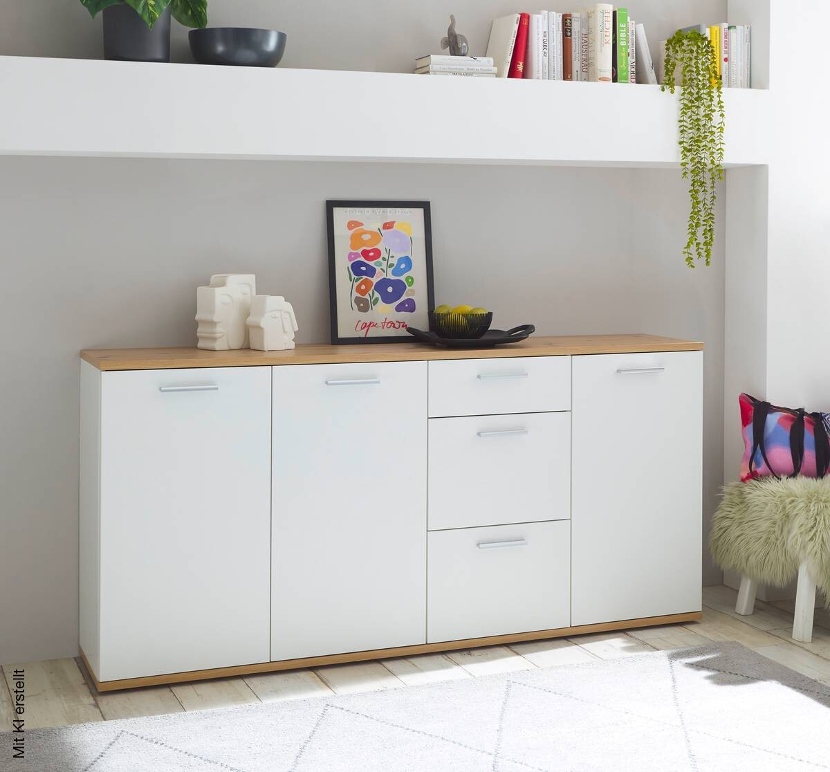 Sideboard BC 1035 weiß Eiche Artisan Nachbildung B/H/T: ca. 180x86x38 cm