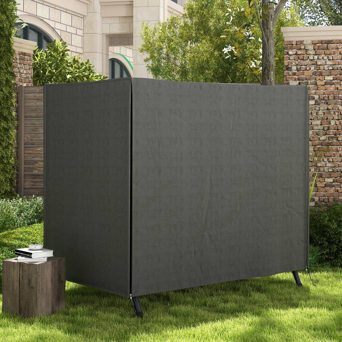 Outsunny Abdeckplane dunkelgrau Polyester B/H/L: ca. 114x152x177 cm