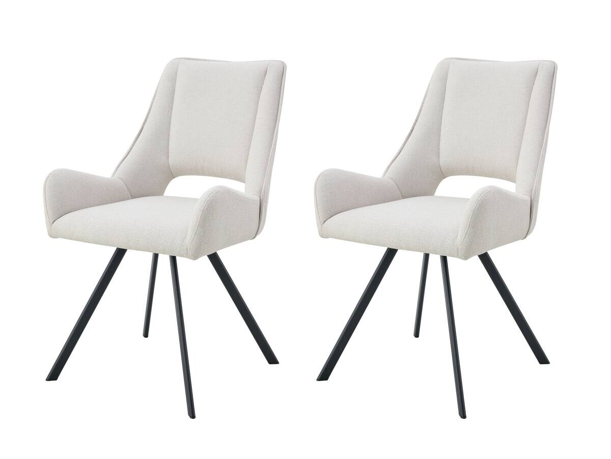 Stuhl HELEN, 2er Set creme Webstoff B/H/T: ca. 56x63x91 cm