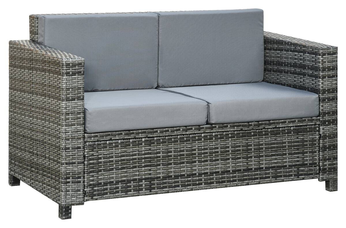 Outsunny Gartensofa grau Polyrattan B/H/L: ca. 70x130x80 cm