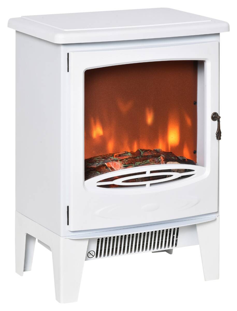 HOMCOM Elektro-Kamin weiß Metall Kunststoff Glas B/H/T: ca. 39x54,8x26 cm ca. 1800 W
