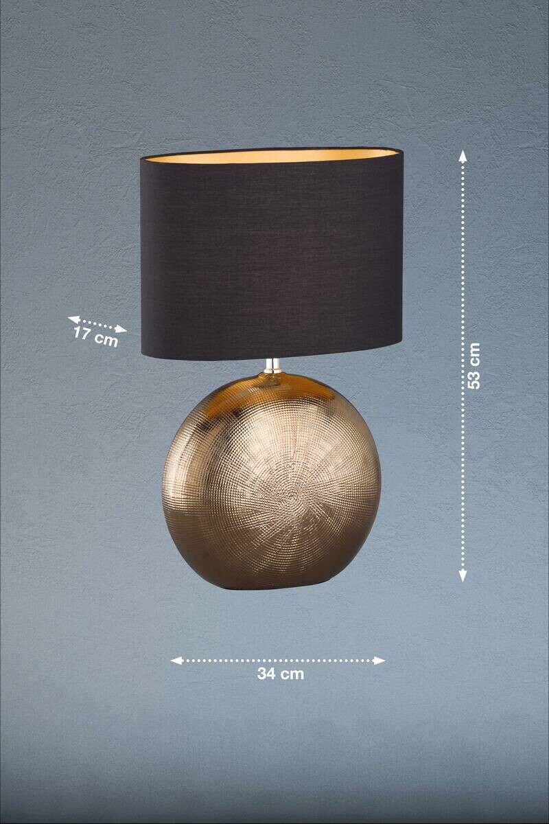 Fischer & Honsel Keramik-Tischleuchte 50556 Foro bronze schwarz Keramik Stoff E27 1 Brennstellen