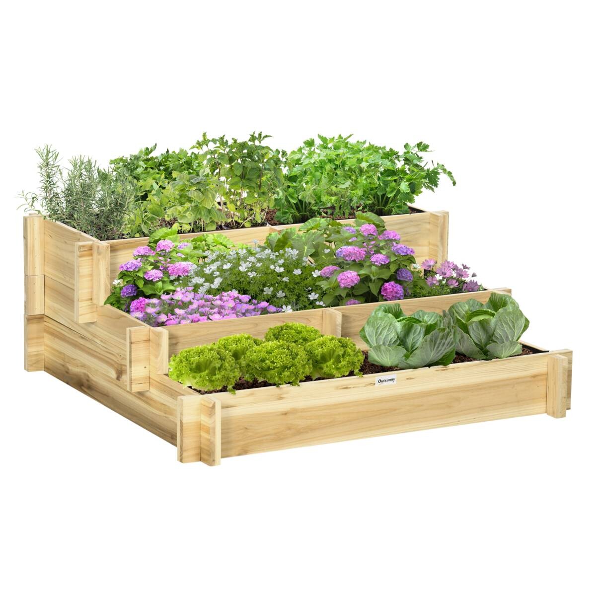 Outsunny Stufenbeet natur B/H/L: ca. 93x35x93 cm