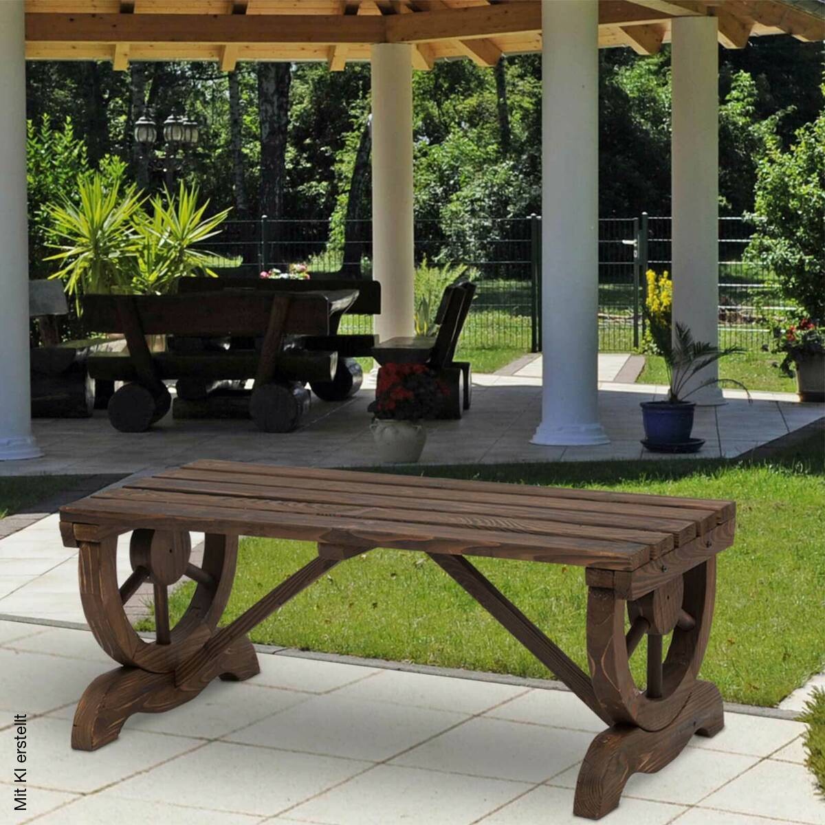 Outsunny Sitzbank braun Holz B/H/T: ca. 105x53x50 cm