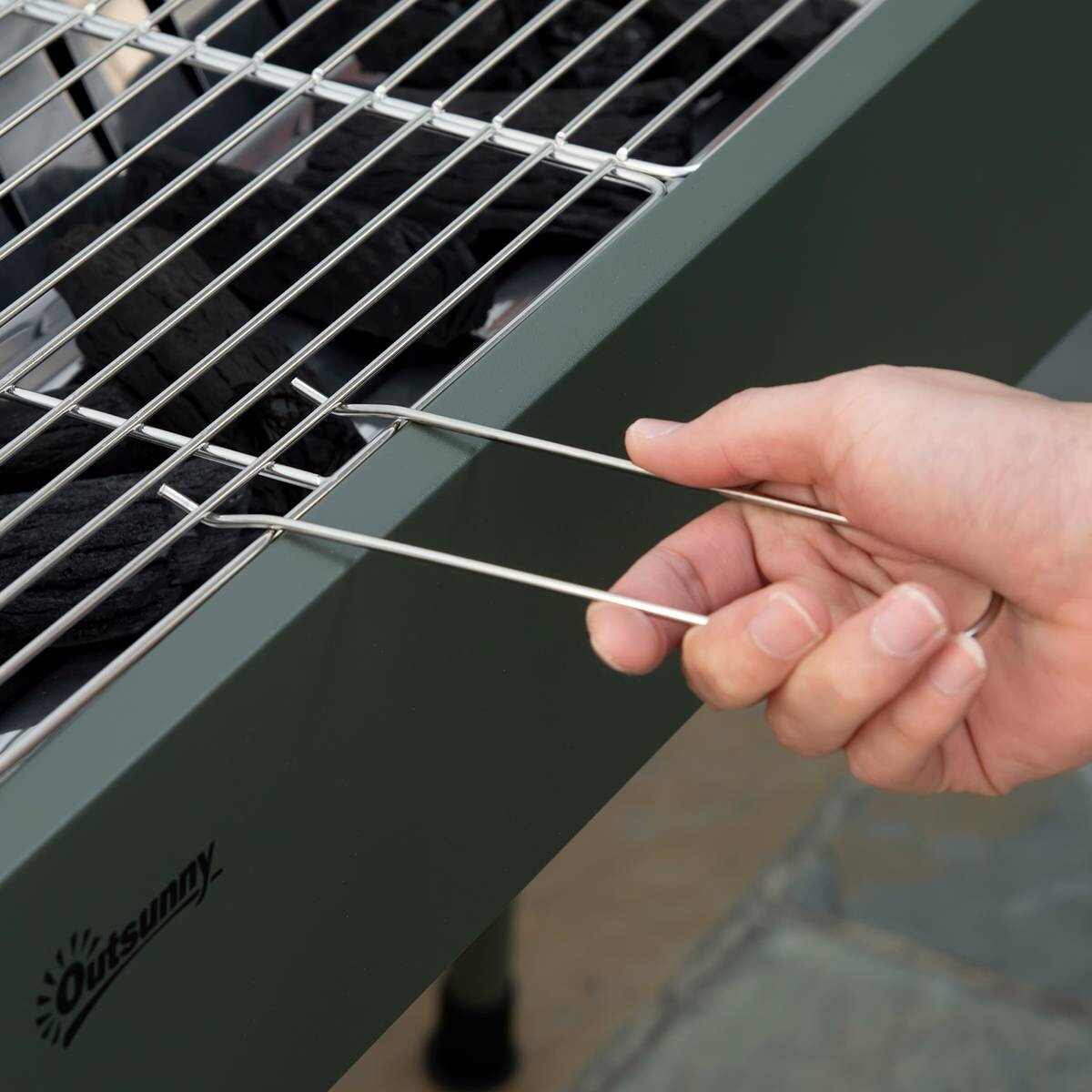 Outsunny Holzkohlegrill Stahl B/H/L: ca. 30x70x77 cm