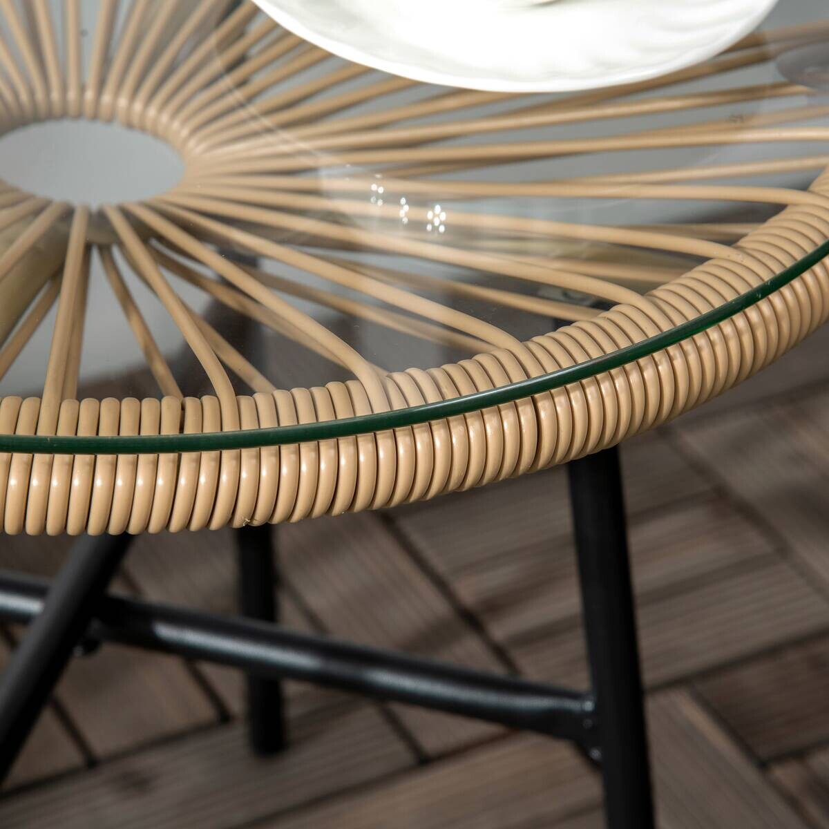 Outsunny Beistelltisch beige Eisen B/H/L: ca. 50x50x50 cm