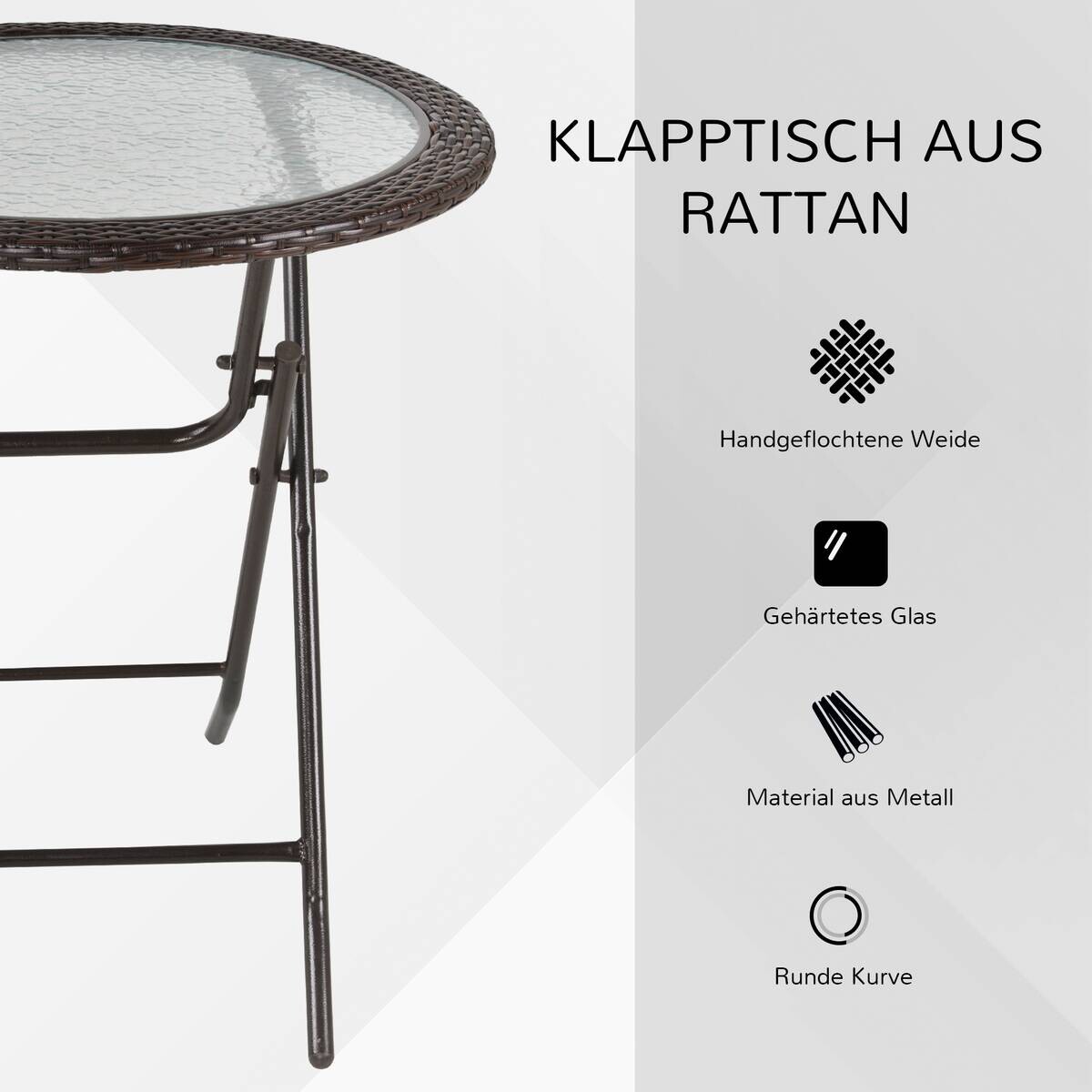 Outsunny Gartentisch braun Edelstahl B/H/L: ca. 68x68x73 cm