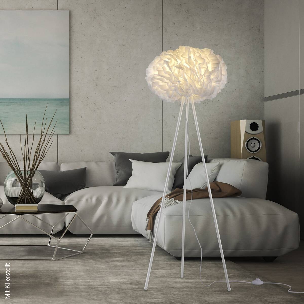 Just Light Stehlampe PN11212-16 Naomi weiß Eisen Kunststoff Stoff H/D: ca. 140x47 cm E27 1 Brennstellen
