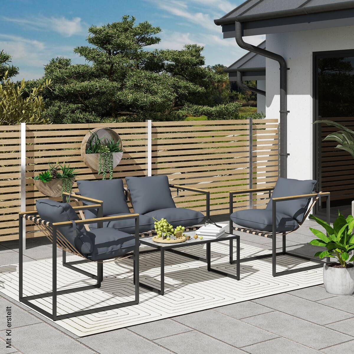 Outsunny Gartenmöbel-Set grau Polyester B/H/L: ca. 70x67x114 cm