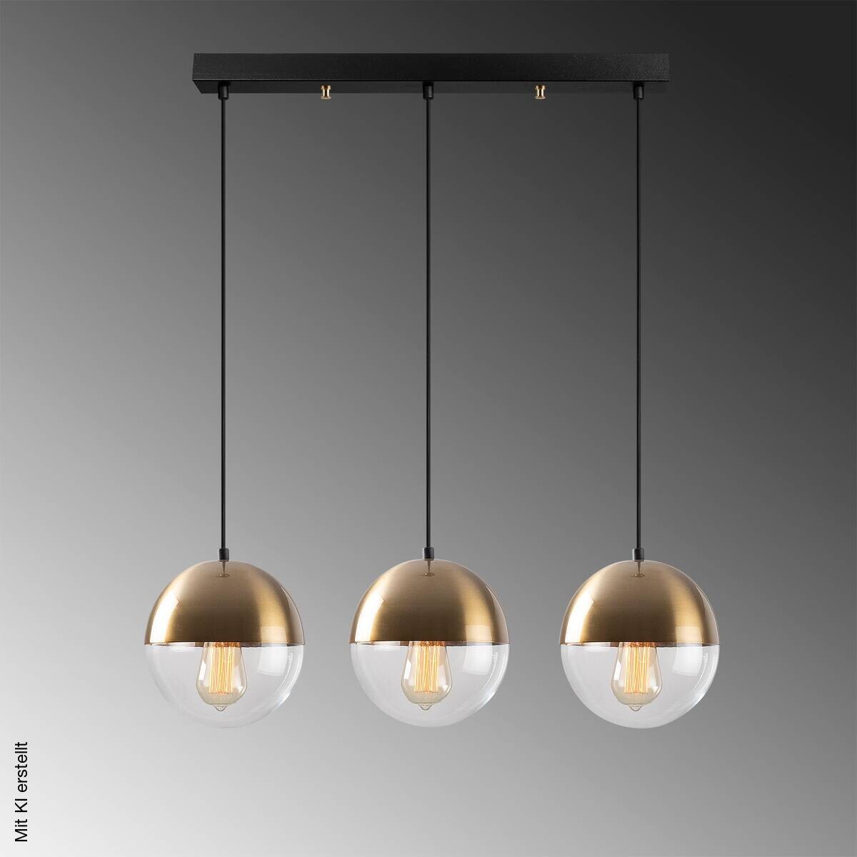 Opviq Pendelleuchte transparent messing B/H/T: ca. 70x111x20 cm E27 3 Brennstellen