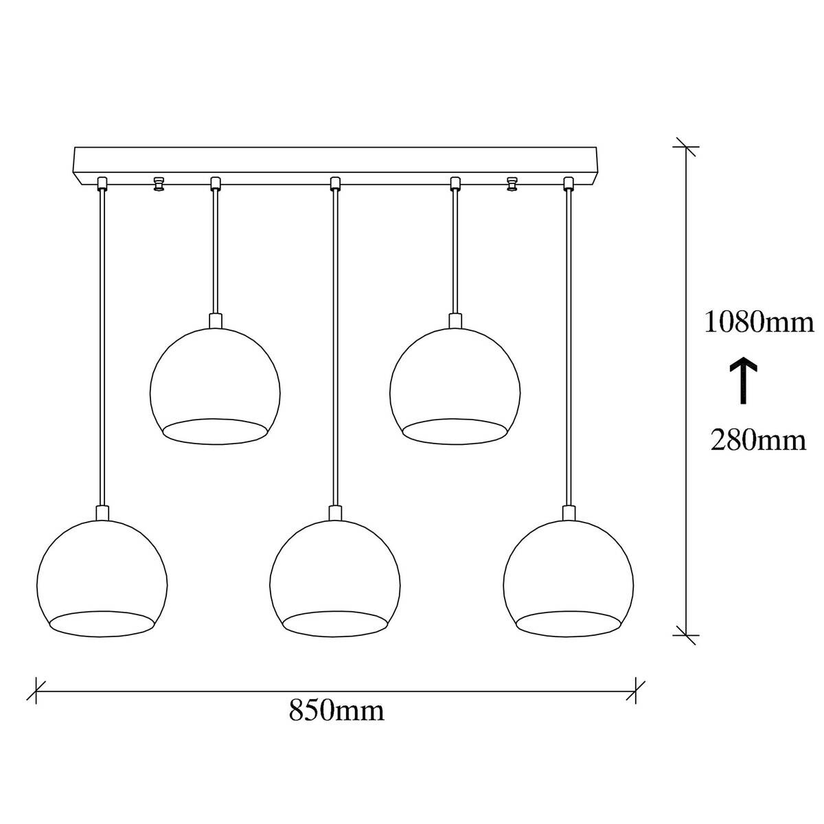 Opviq Pendelleuchte Sivani B/H/T/L: ca. 15x108x15x85 cm E27 5 Brennstellen