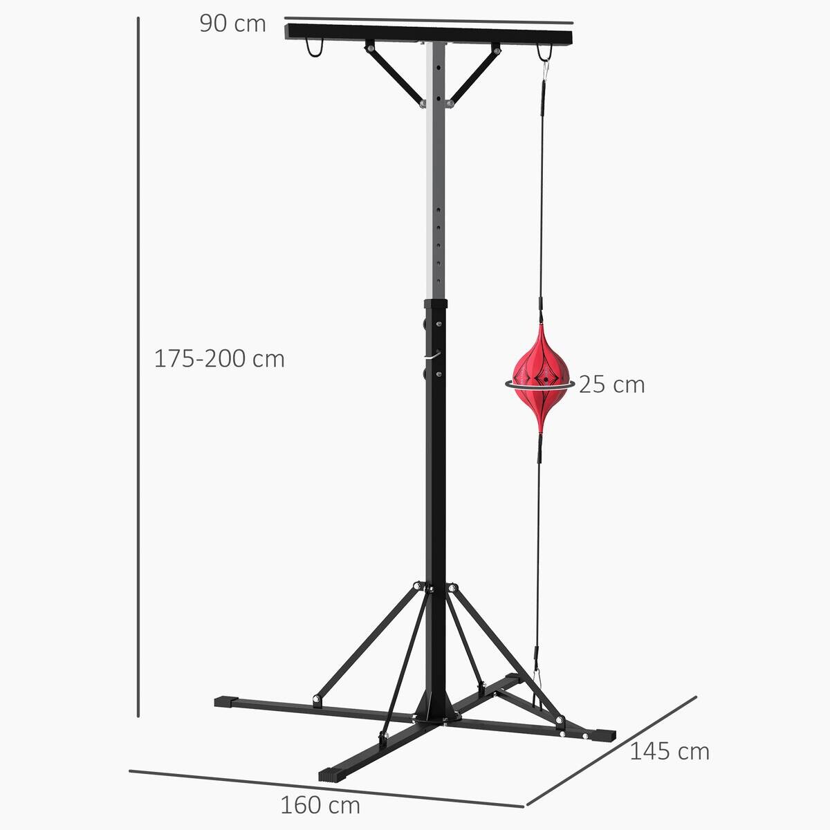 SPORTNOW Boxsackständer schwarz Stahl B/H/L: ca. 145x220x160 cm