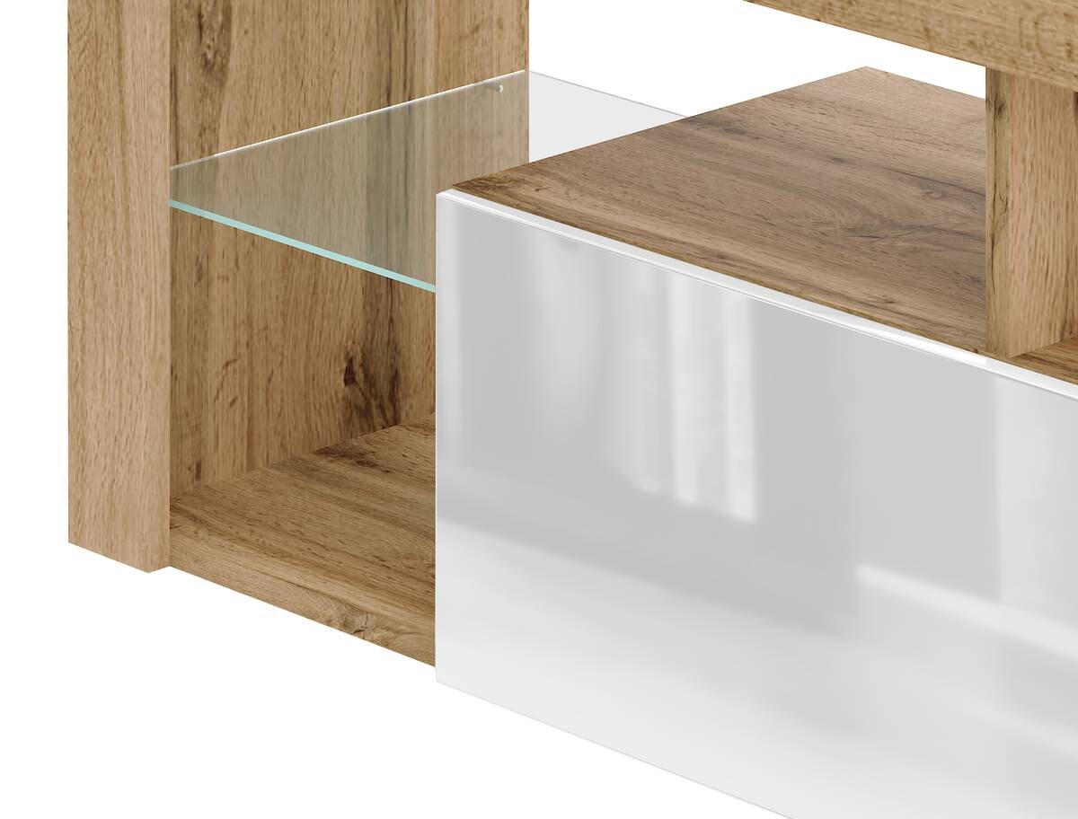 TV-Lowboard TV LOWBOARD Everest 140 Eiche Wotan Nachbildung weiß glänzend B/H/T: ca. 140x50x35 cm