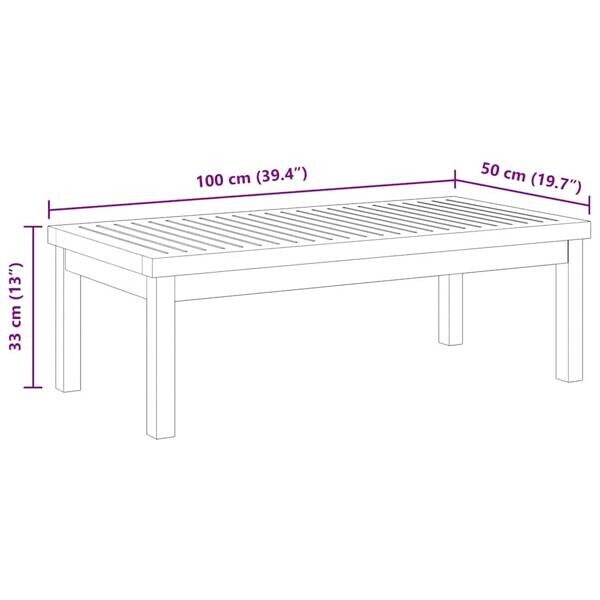 vidaXL Gartentisch braun Akazie B/H/L: ca. 50x33x100 cm