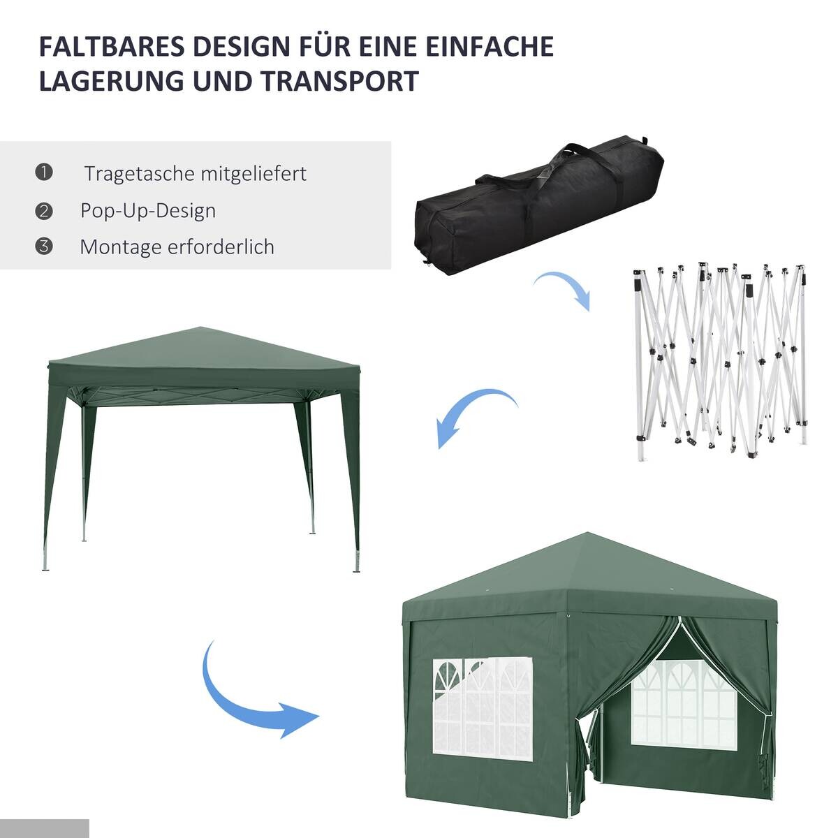 Outsunny Pavillon grün Polyester B/H/L: ca. 2,95x2,58x2,95 cm