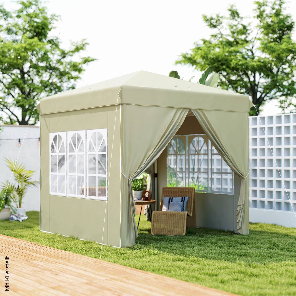 Outsunny Pavillon cremeweiß Metall B/H/L: ca. 248x270x248 cm