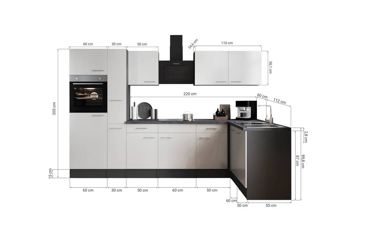 Winkelküche Oliver B/H/T: ca. 310x205x172 cm