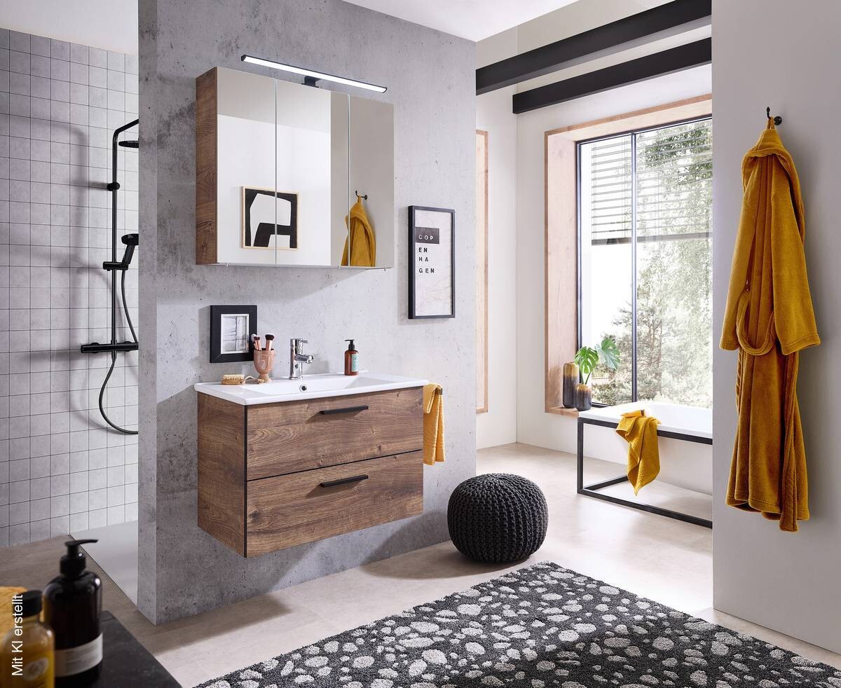 Badezimmer-Set Quickset 374 Eiche Ribeck Nachbildung B/H/T: ca. 75x200x45 cm