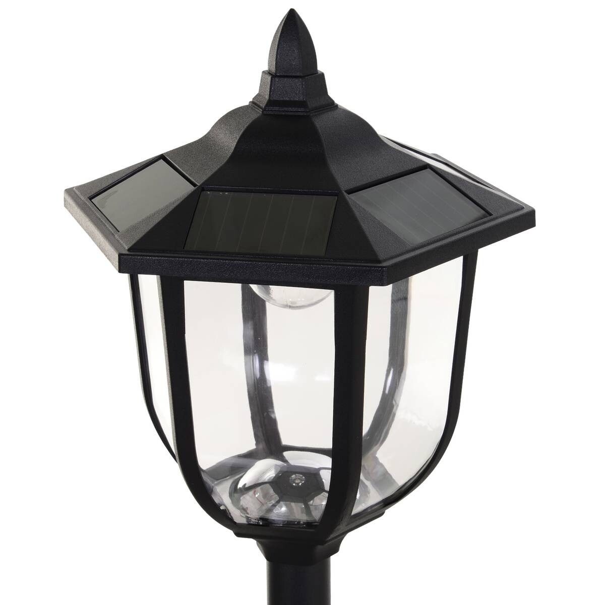 Gartenlaterne mit LED schwarz Kunststoff Edelstahl H/D: ca. 177x27 cm