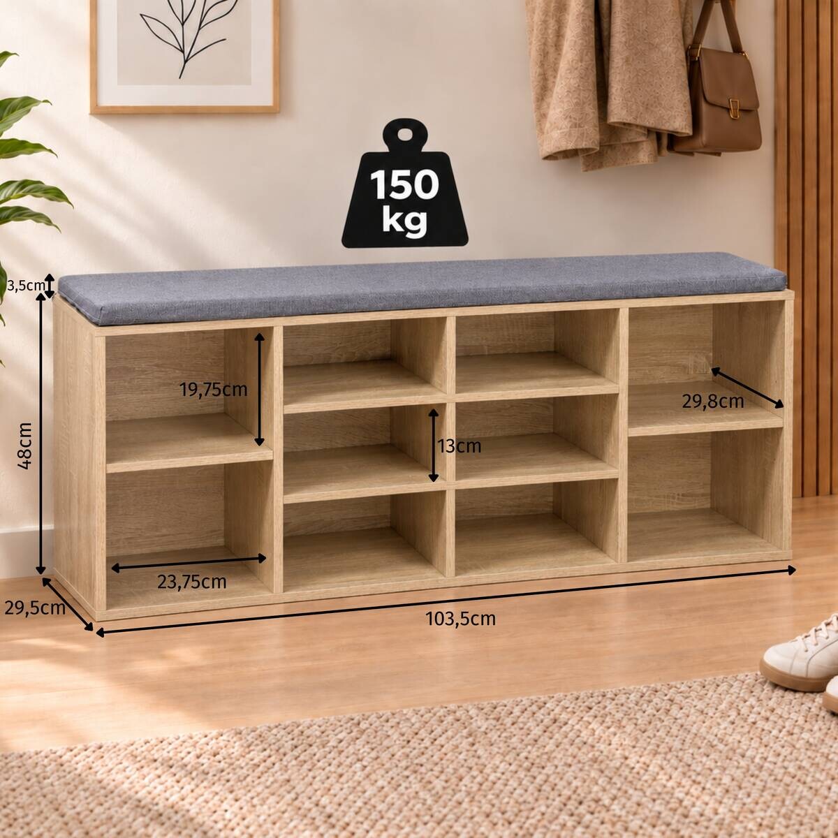 Kesper Schuhregal natur Spanplatte B/H/T: ca. 103,5x48x29,5 cm
