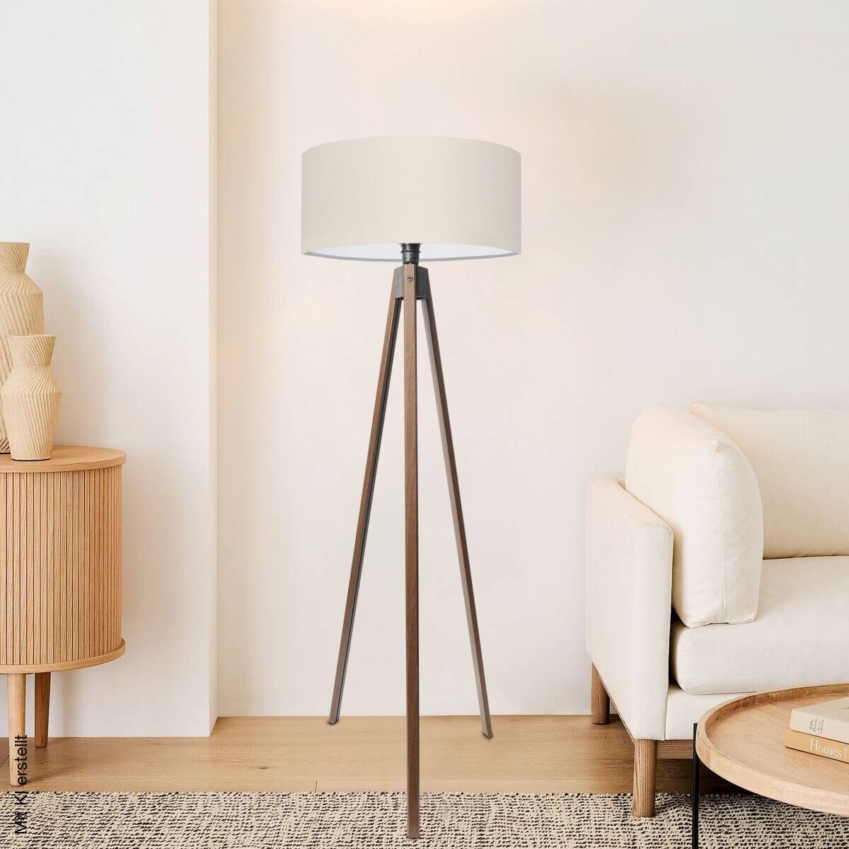 Opviq Stehlampe creme Stoff B/H/T/L/D: ca. 38x200x38x38x38 cm E27 1 Brennstellen
