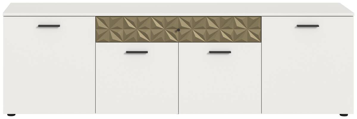 TV-Lowboard Prisma weiß gold Optik B/H/T: ca. 190x57x37 cm