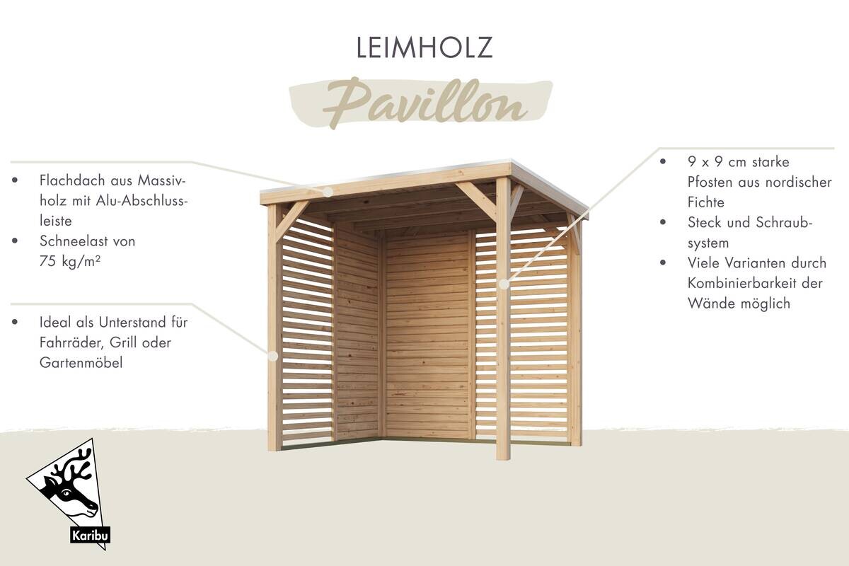 Karibu Pavillon Arizona natur Fichte B/H/T: ca. 231x243x231 cm