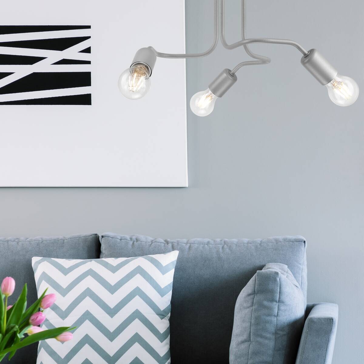 Lamkur Deckenleuchte silber Stahl B/H/L: ca. 34x38x38 cm 3 Brennstellen