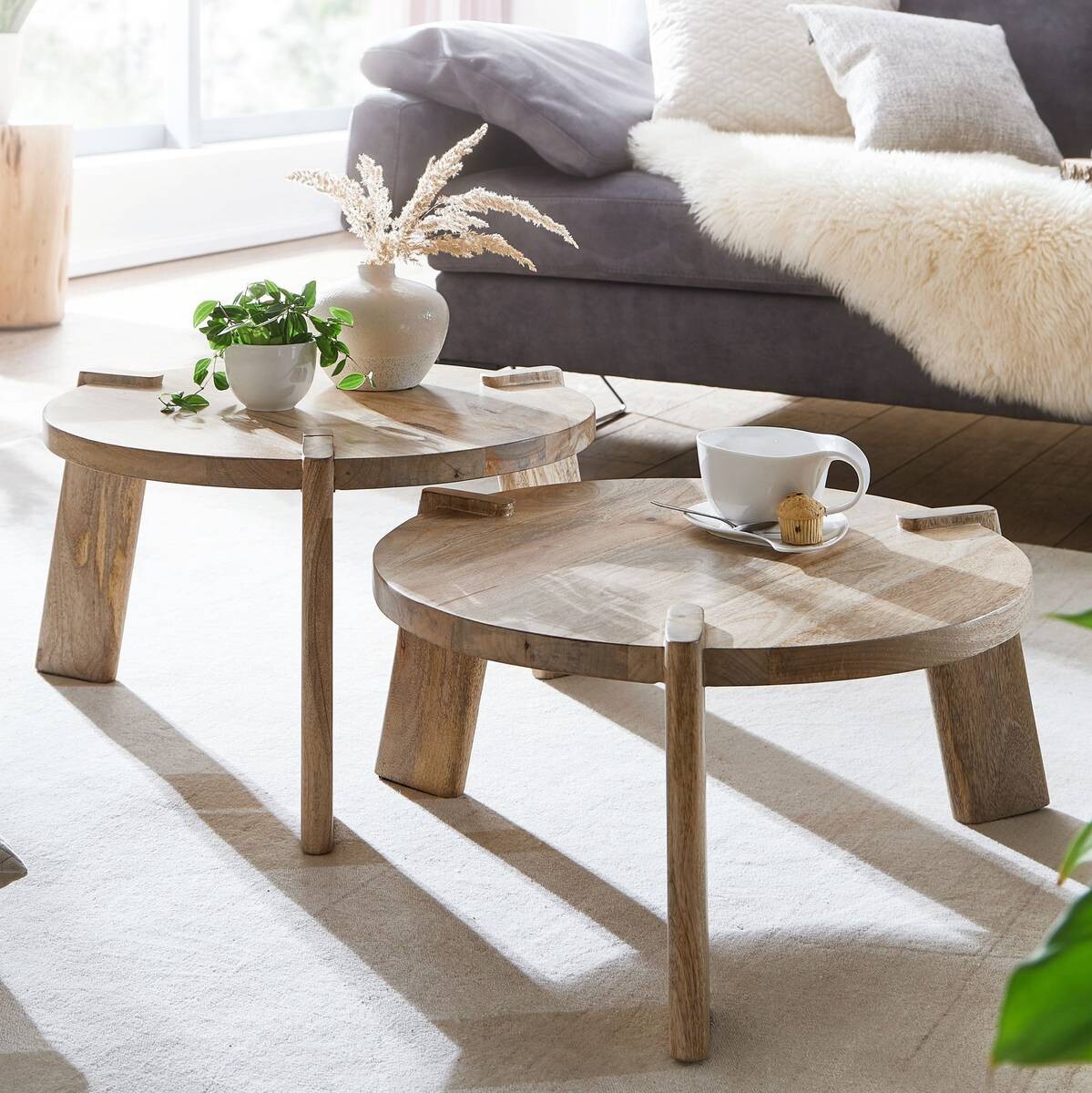 Couchtisch 2er-Set. natur