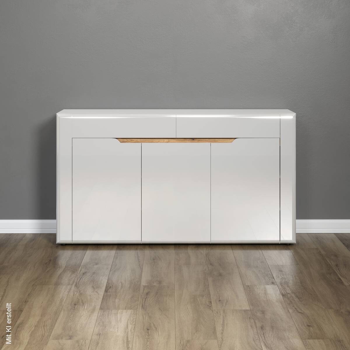 Sideboard Marlon Eiche Evoke Coast Nachbildung weiß Hochglanz B/H/T: ca. 150x84x40 cm