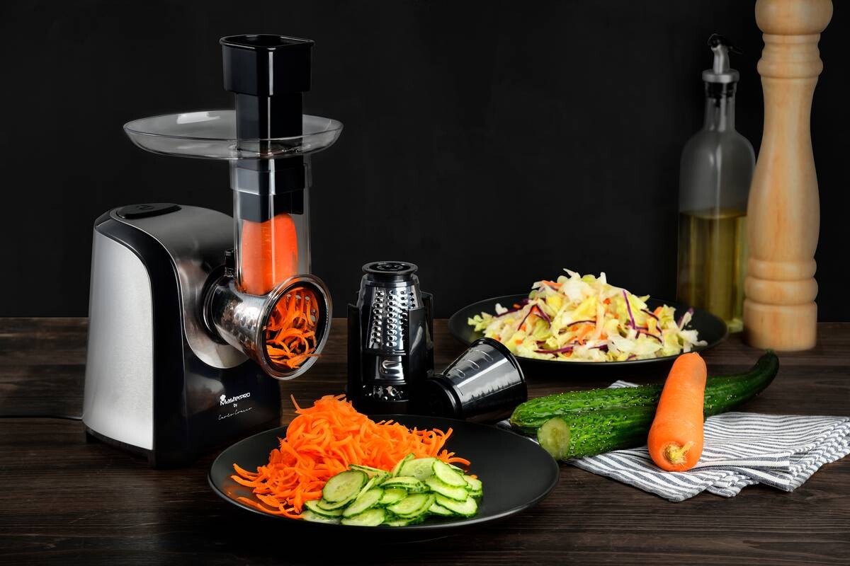 MASTERPRO Reibe elektrisch silber schwarz Edelstahl Kunststoff B/H/T: ca. 245x30,5x20,3 cm ca. 150 W