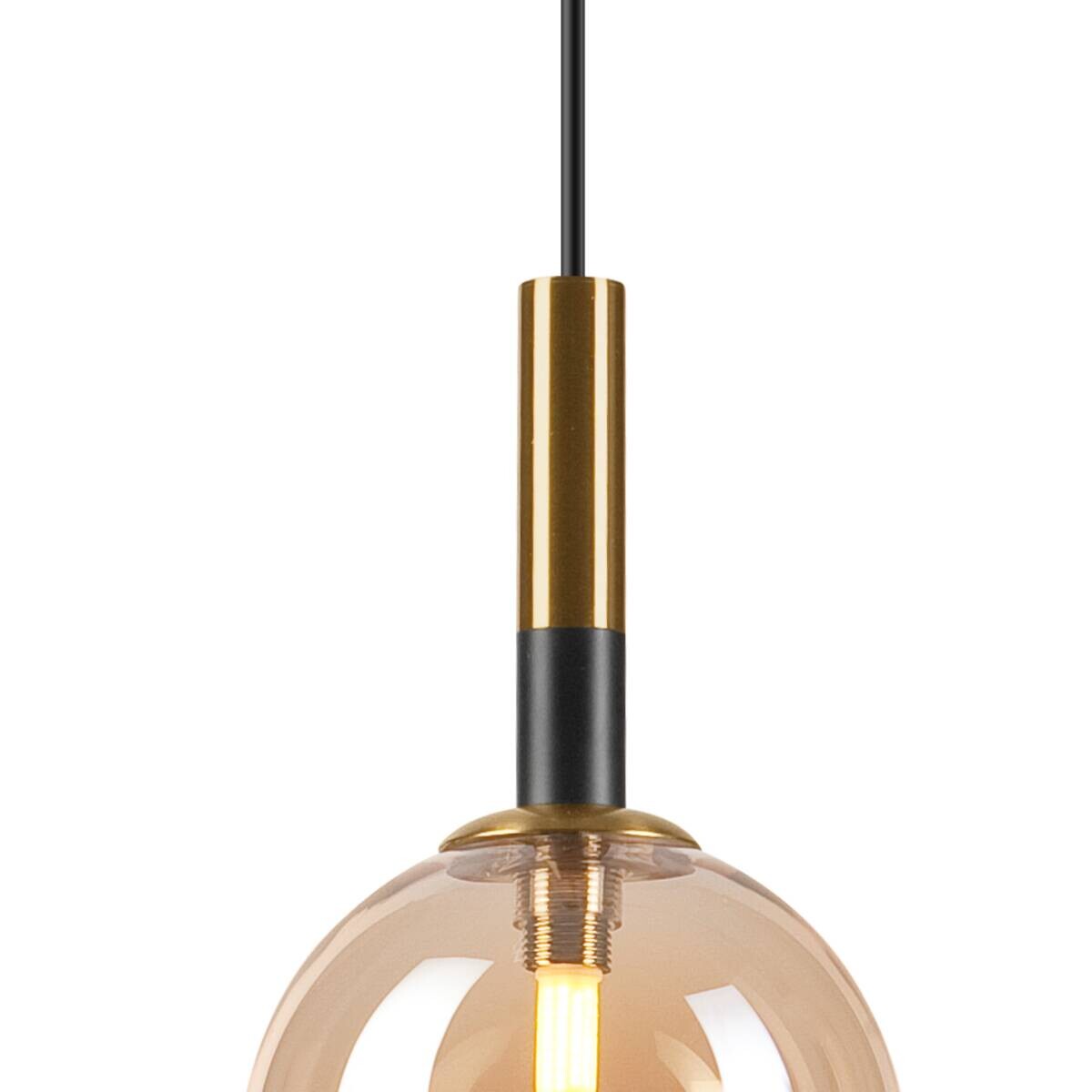 Lamkur Pendelleuchte Rollo gold schwarz Glas Stahl H/L: ca. 120x15 cm E27 1 Brennstellen