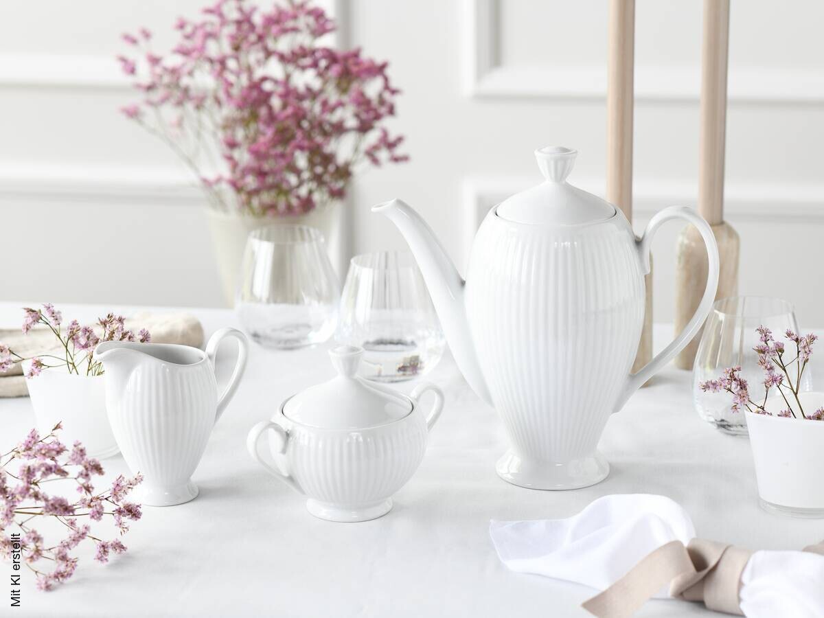 CreaTable Kaffeegarnitur Valencia weiß Porzellan
