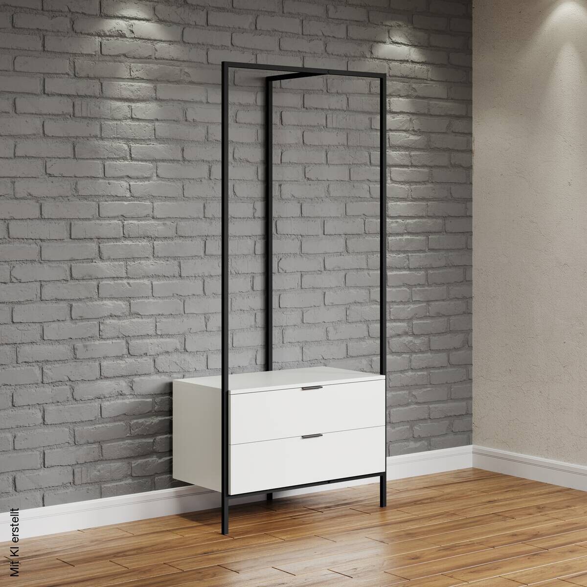 Garderobe Jody weiß matt schwarz B/H/T: ca. 85x190x47 cm