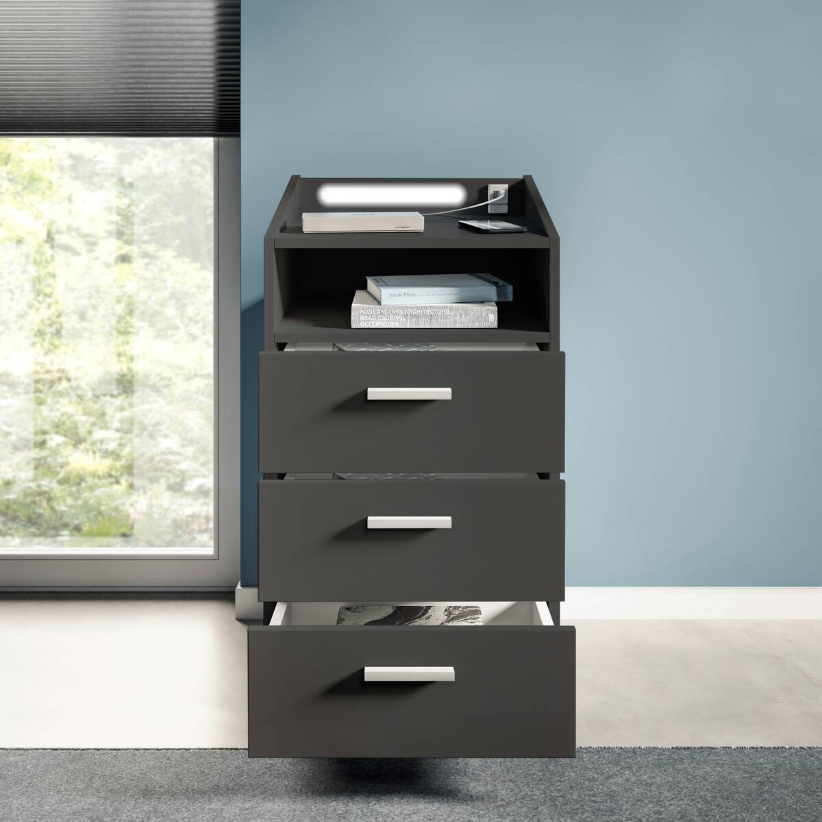 Nachtkonsole Lumo Graphit B/H/T: ca. 46x84x42 cm