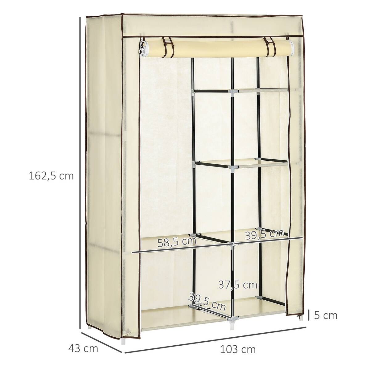 HOMCOM Kleiderschrank cremeweiß Polypropylen B/H/L: ca. 43x103x162,5 cm