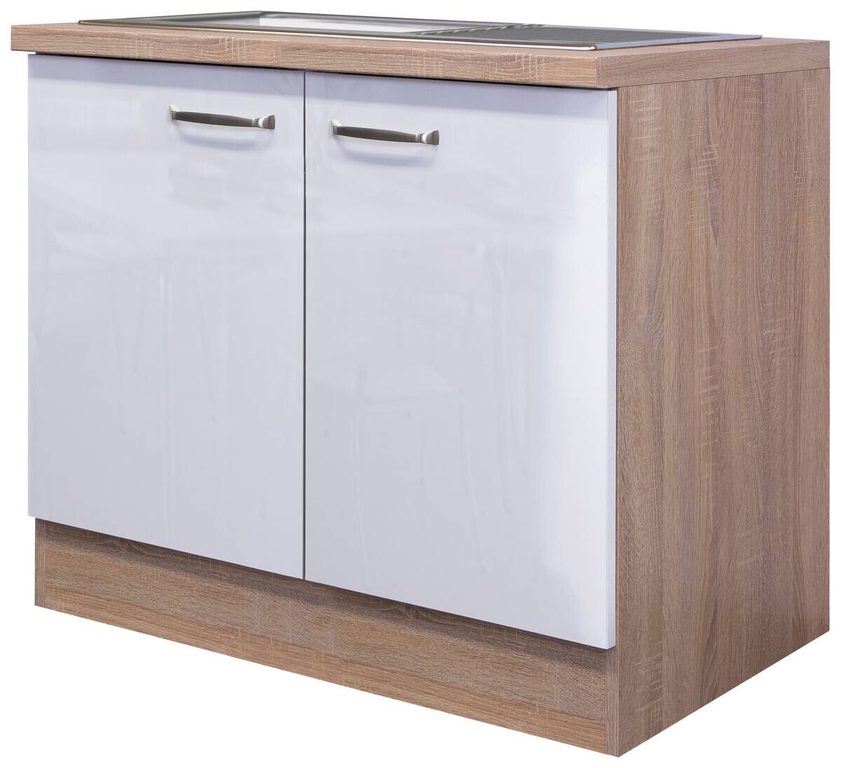 Spülenschrank Valero weiß Hochglanz B/H/T: ca. 100x86x60 cm