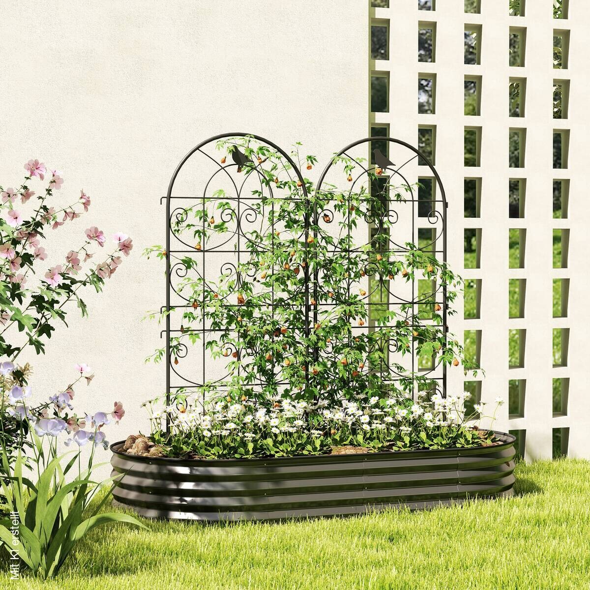 Outsunny Rankgitter 2er Set schwarz B/H/L: ca. 1,3x120x50 cm