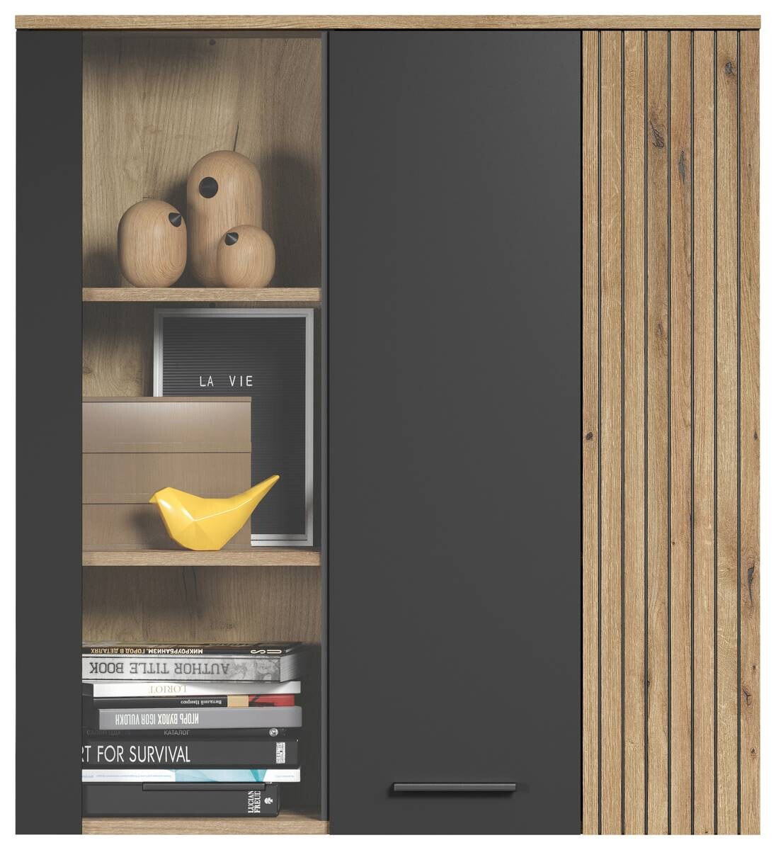 Hängevitrine Esteban anthrazit Eiche Evoke Coast Nachbildung B/H/T: ca. 90x99x34 cm