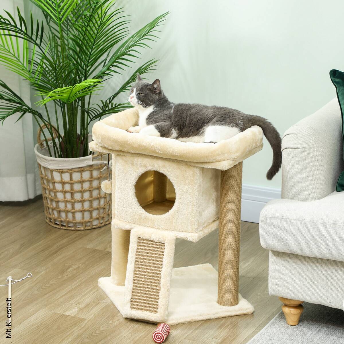 PawHut Kratzbaum beige Plüsch B/H/L: ca. 40x57x40 cm