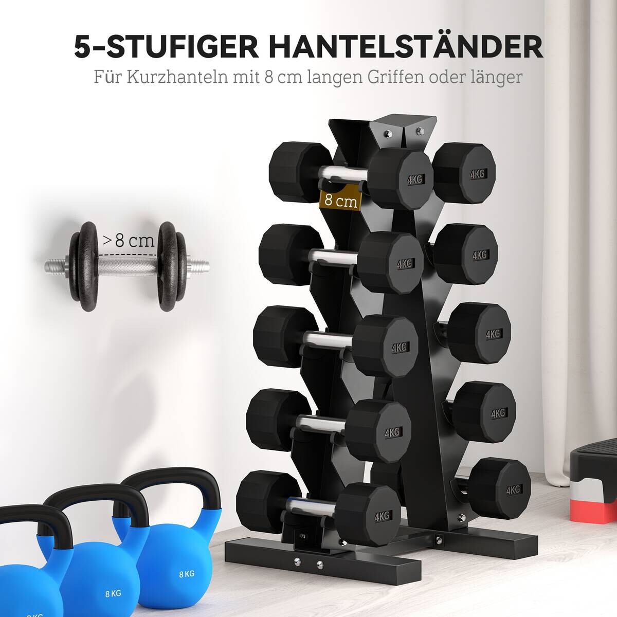 SPORTNOW Hantelständer schwarz Stahl B/H/L: ca. 33x66x35 cm
