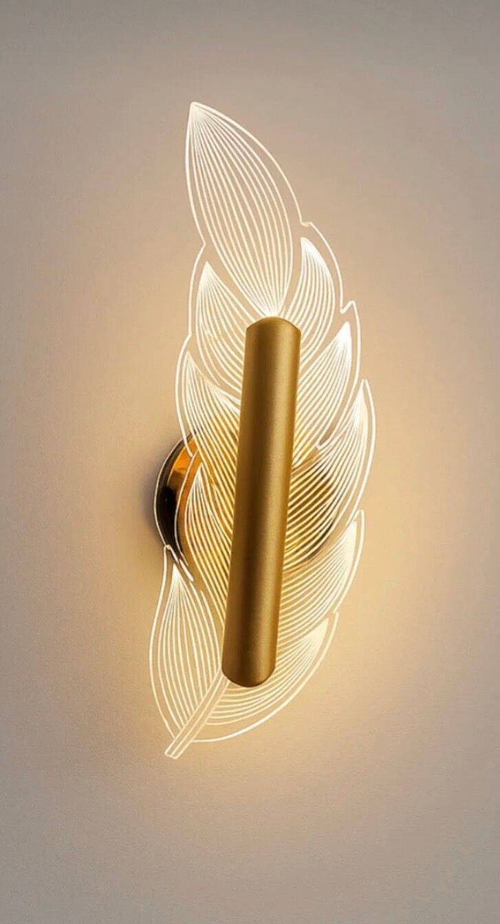 LED-Wandleuchte transparent gold Acryl Metall B/H/T/L: ca. 26x26x26x6 cm 1 Brennstellen