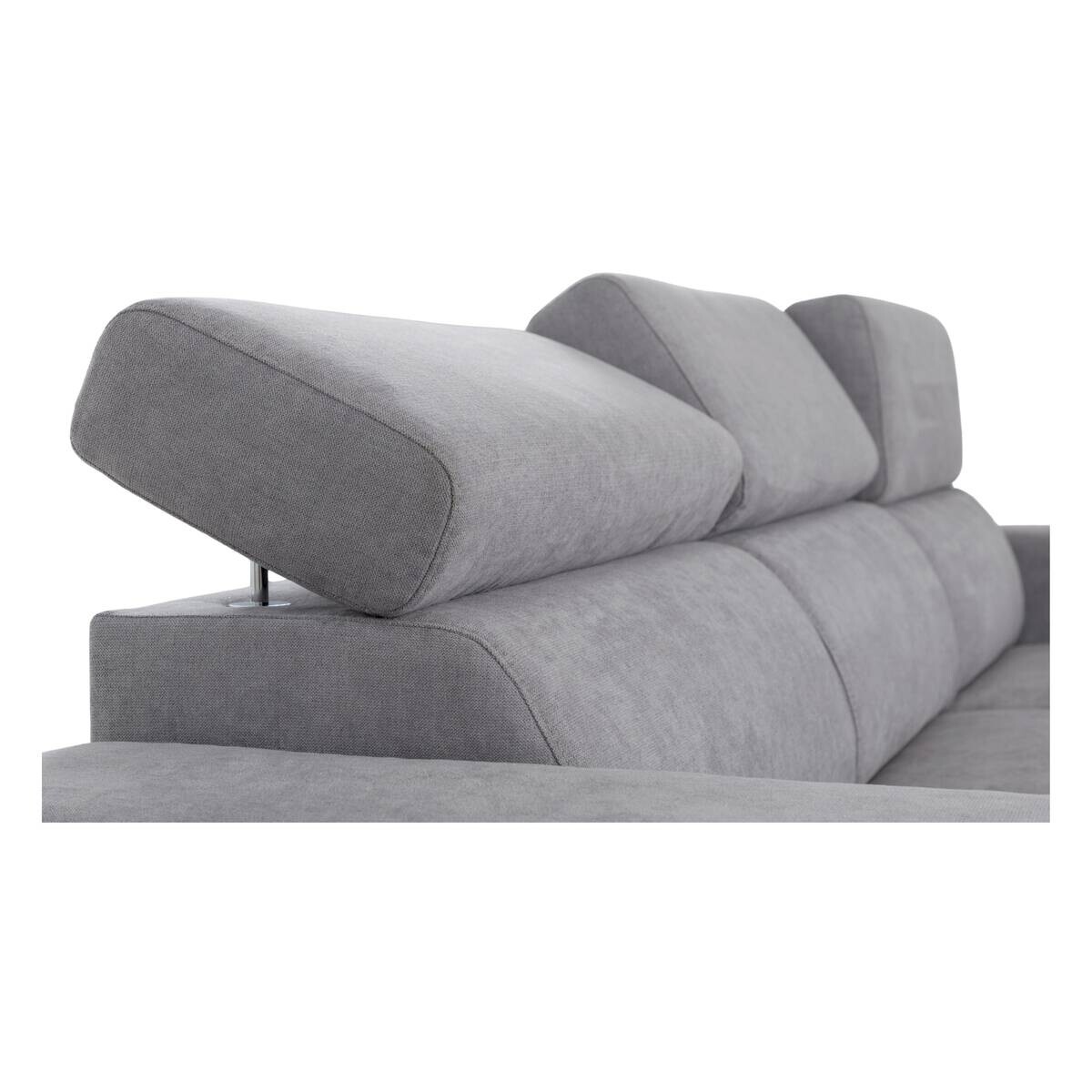 Ecksofa mit Bettfunktion und Bettkasten hellgrau Webstoff B/H/T: ca. 237x88x167 cm