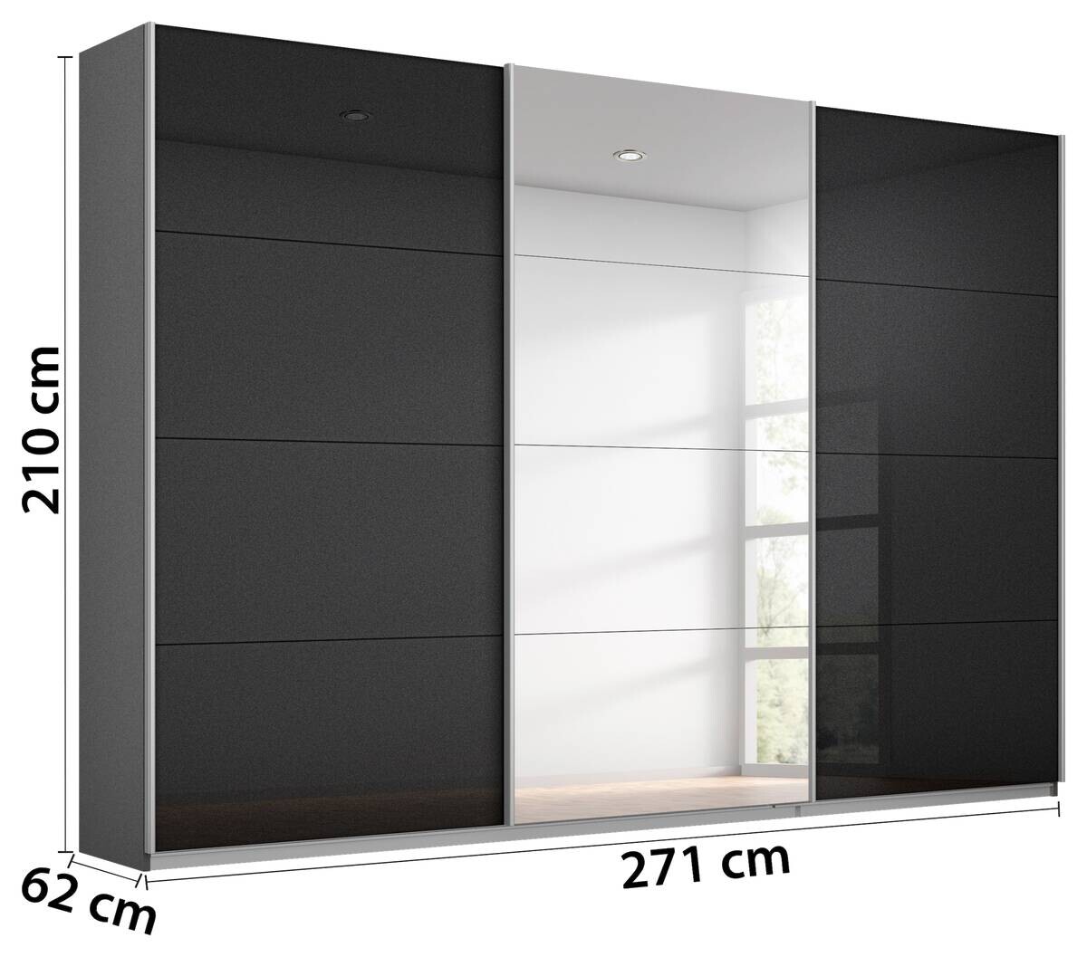 Schwebetürenschrank Kulmbach grau B/H/T: ca. 271x210x62 cm