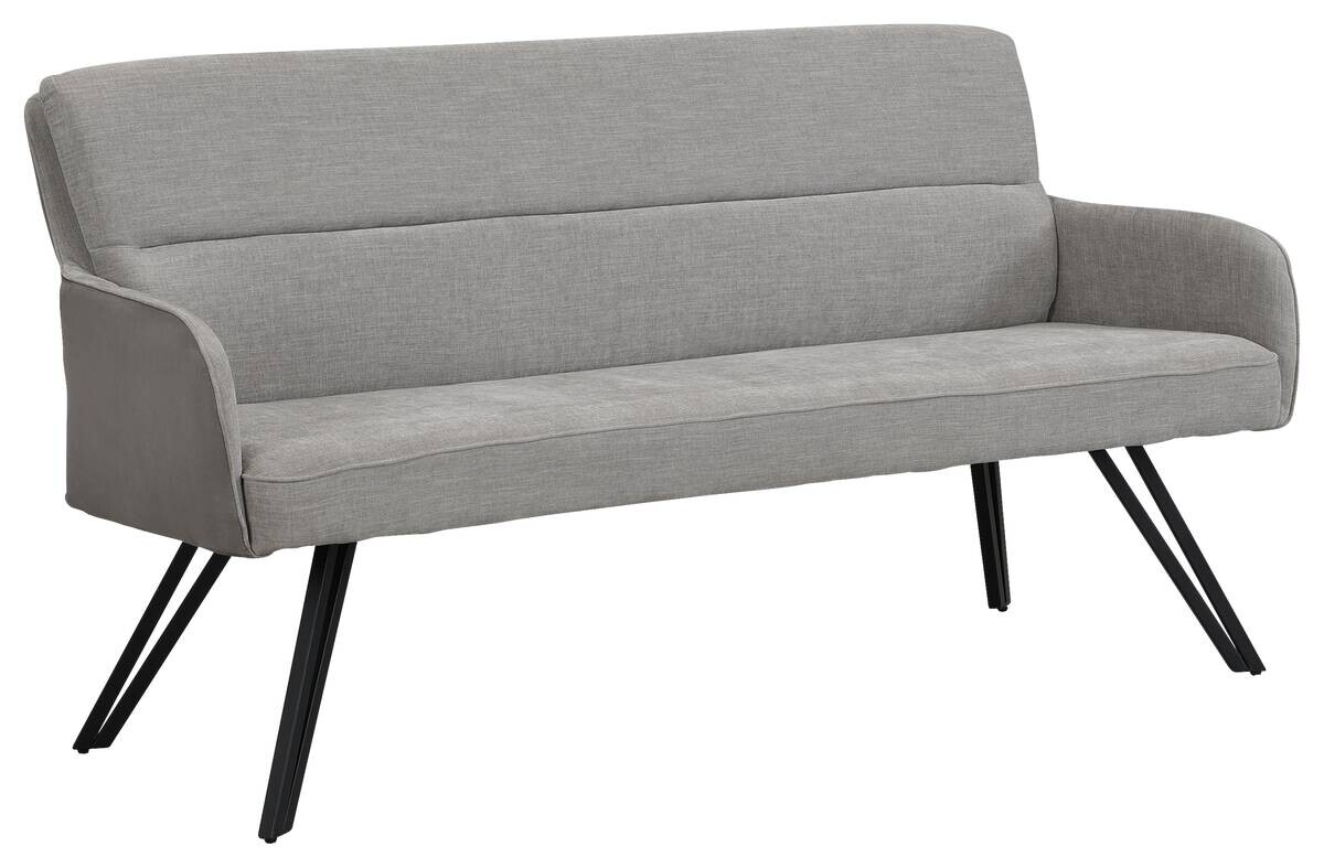 Sitzbank TINO schwarz grau Metall Microfaser B/H/T: ca. 160x94x67 cm