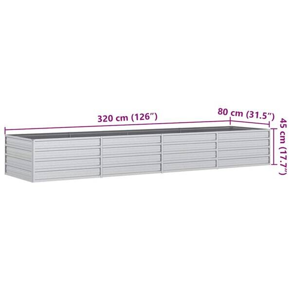 Garten-Hochbeet silber Stahl B/H/L: ca. 80x45x320 cm