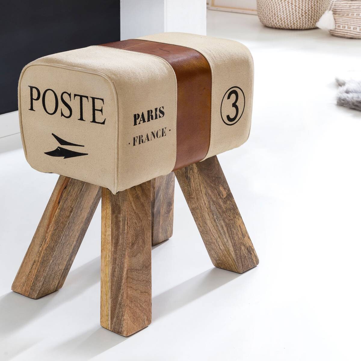 Wohnling Sitzhocker beige B/H/T: ca. 40x47x30 cm